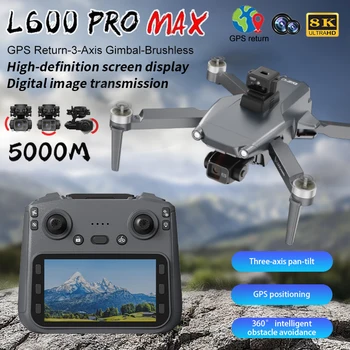 Nuovo drone professionale L600 Pro Max con fotocamera 8K Gimbal a 3 assi WIFI 360 °   Drone RC senza spazzole FPV a grande schermo per evitare ostacoli