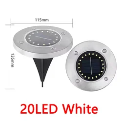 Solar Pathway Lights - Outdoor LED Disk Lights for Garden and Yard Decoration (20LED - White)