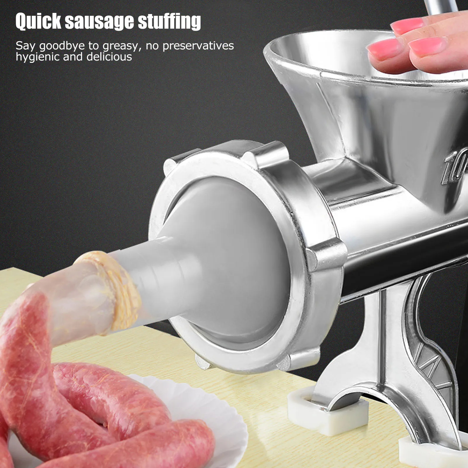 Manual Meat Grinder Silver Aluminum Alloy Powerful Home Sausage Kitchen Appliances Vegetable Chopper Pepper Supplies Mincer 3