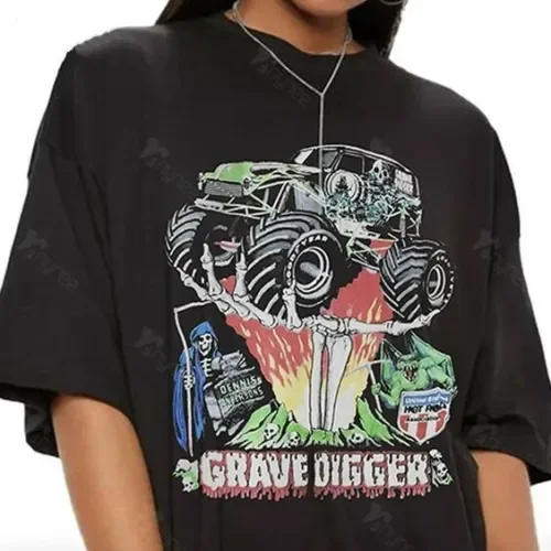 Hot Grave Digger Shirt Monster Truck Vintage 1994 S Maniche Lunghe O Corte