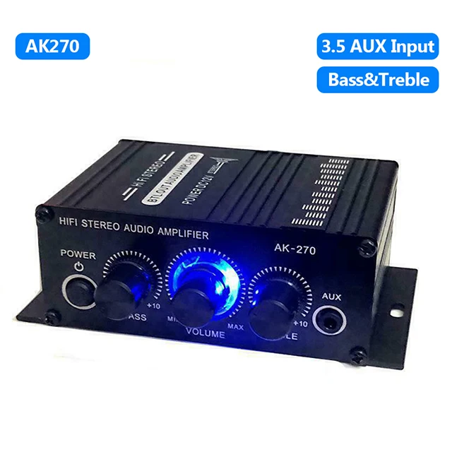 car amplifier AK170 Mini Digital Power Audio Car Amplifier Blue Light Stereo Audio Amplifier for Home Theater Club Party Music 200W x2 turntable amplifier Audio Amplifier Boards