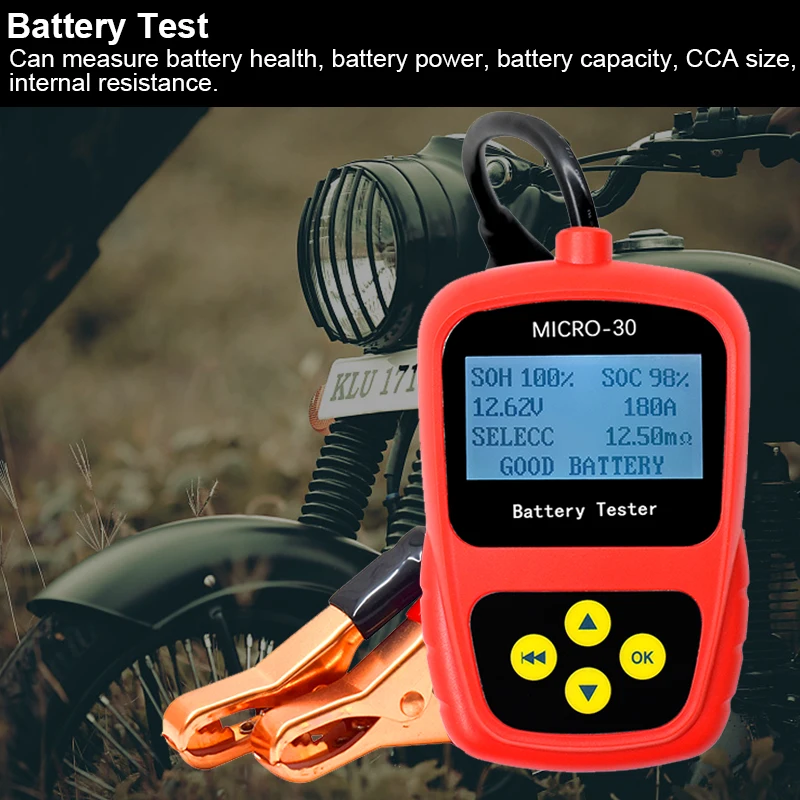 Lanol MICRO-30 12V Battery Tester Analyzer Motorcycle Battery Tester with LCD Display Digital