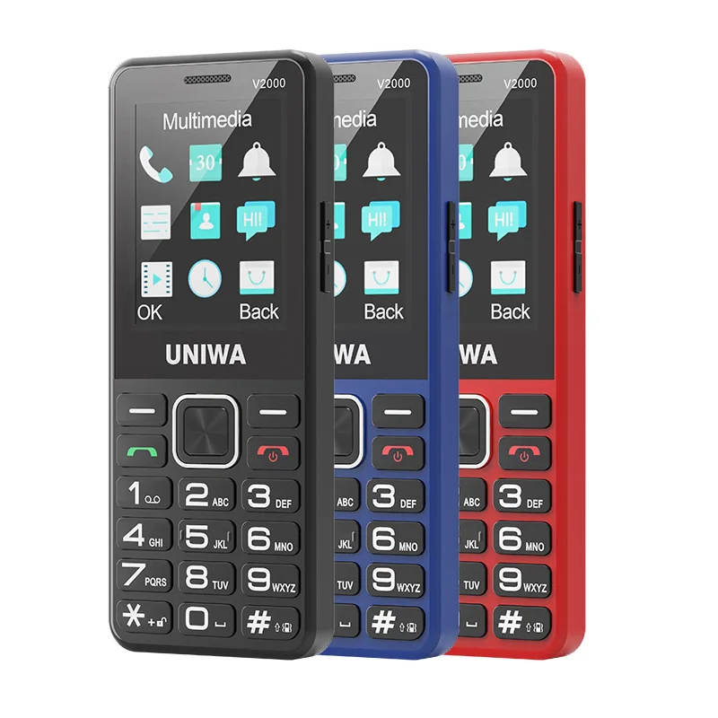 UNIWA V2000 4G Fashion Keypad Phone 2.4 Inch Big Button Loud Volume Dual SlM 1700mAh Russia Keyboard Feature Phones for Elderly