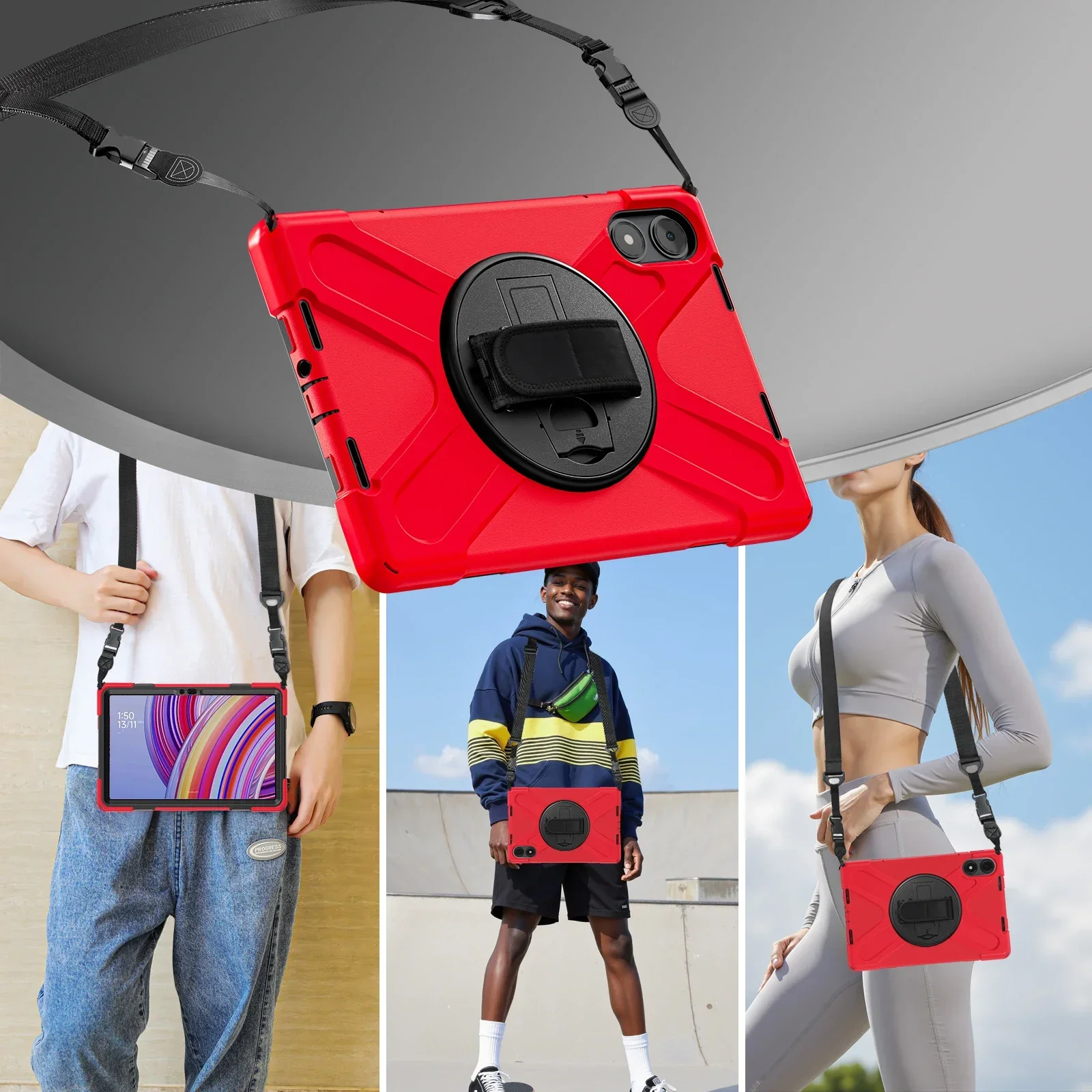 Kids Edition Shockproof Armor Tablet Cover with Stand and Strap