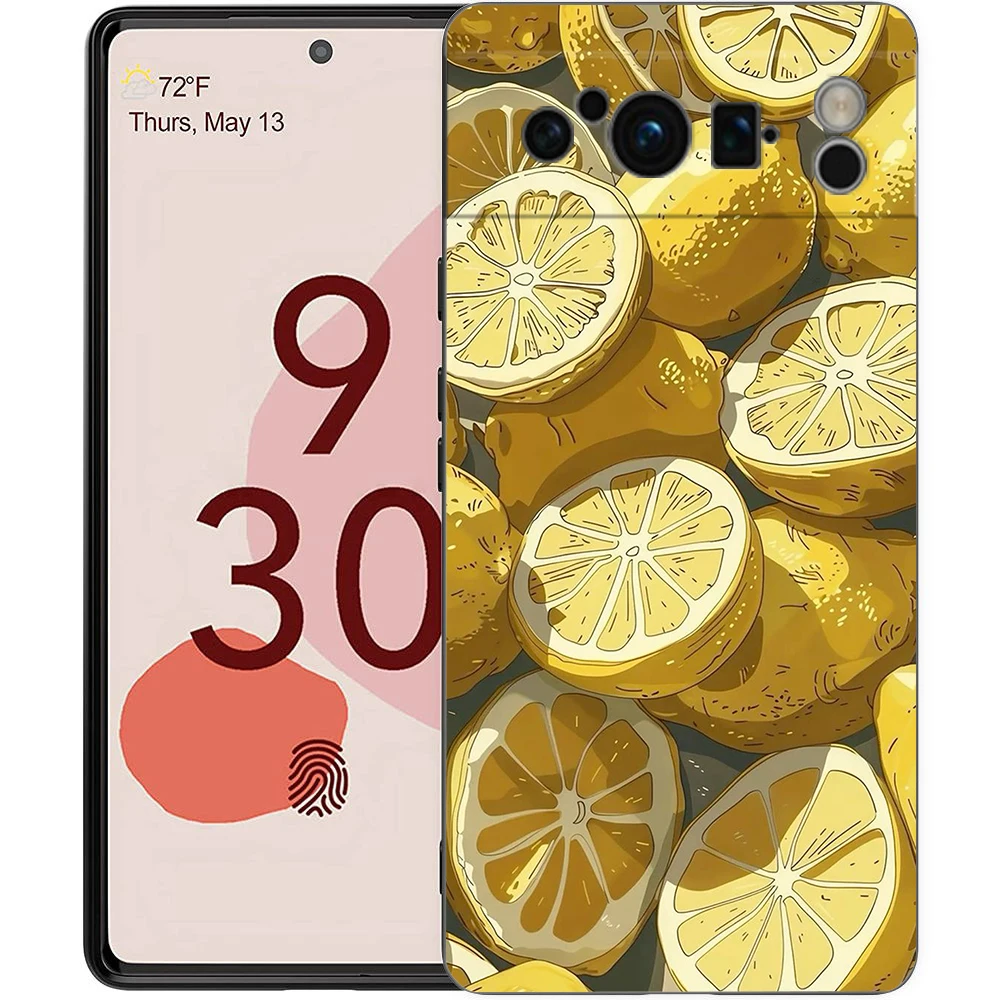 Vintage Lemon Design Shockproof Phone Case - Black Soft TPU Cover