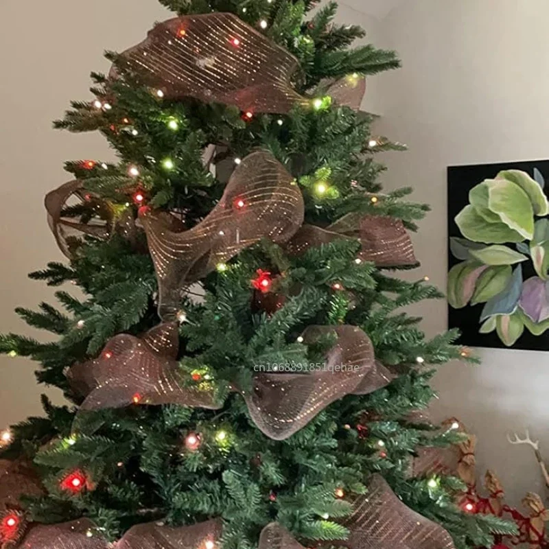 Christmas Decor Mesh Ribbon for Wreaths Making Supplies Christmas Tree Decorative For Home 2025 Xmas Gifts DIY New Year Navidad