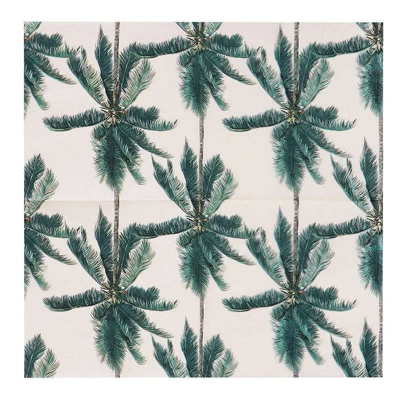 20pcs 33cm 2Ply New Palm Tree Printed Napkins Party Ambience Decorative Paper Plate Paper Placemats Home Restaurant Baking
