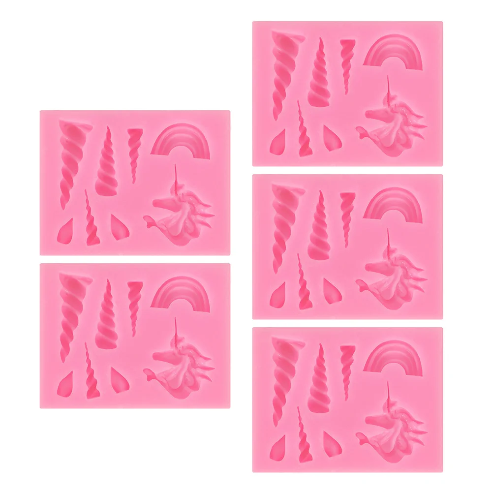 

5pcs Fondant Cake Mold Exquisite Chocolate Mold Silicone Unicorn Cake Mold