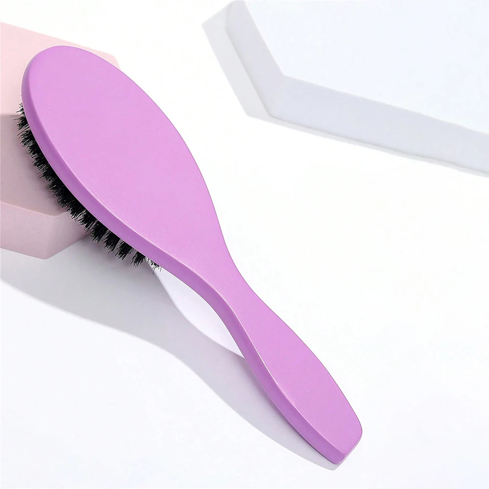 천연 멧돼지 강모 헤어 브러시, 정전기 방지, 두피 패들 브러시, 너도밤나무 나무 손잡이, 마사지 빗