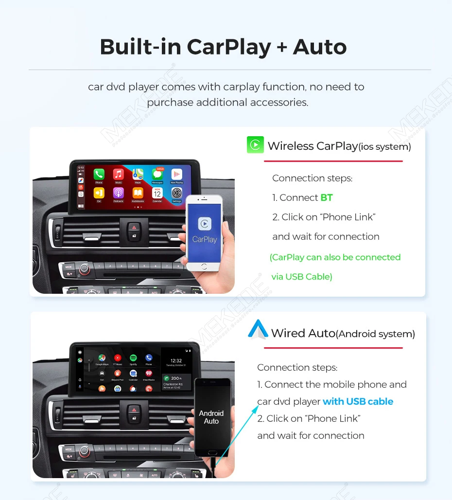 MEKEDE 128GB Android 14 CarPlay inalámbrico para BMW X1 E84 2009 - 2015 Reproductor multimedia para coche DSP Android Auto GPS 8 núcleos Autoradio 3
