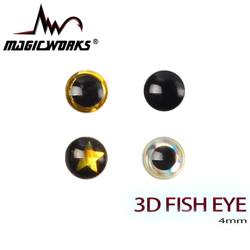 MAGIC WORKS 100pcs/lot  4mm 3D Fishing Eyes DIY Material For Jig Hard Lure Plastic Lure Fishing Lure Fishing Accessories Tackle magic works fishing jig for sea 14g 20g 30g 40g 60g metal fishing supplies new jig fishing lure artificial baits fishing gear