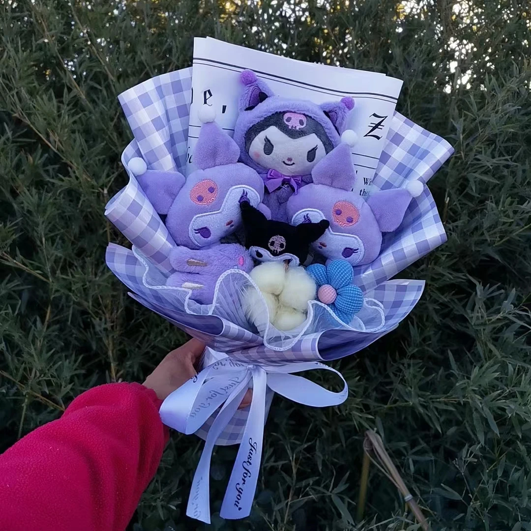 Sanrio Hello Kitty Kuromi Melody Cinnamoroll Plush Bouquet Anime Doll Toy For Valentine\'s Day Home Decoration Xmas Friend Gifts