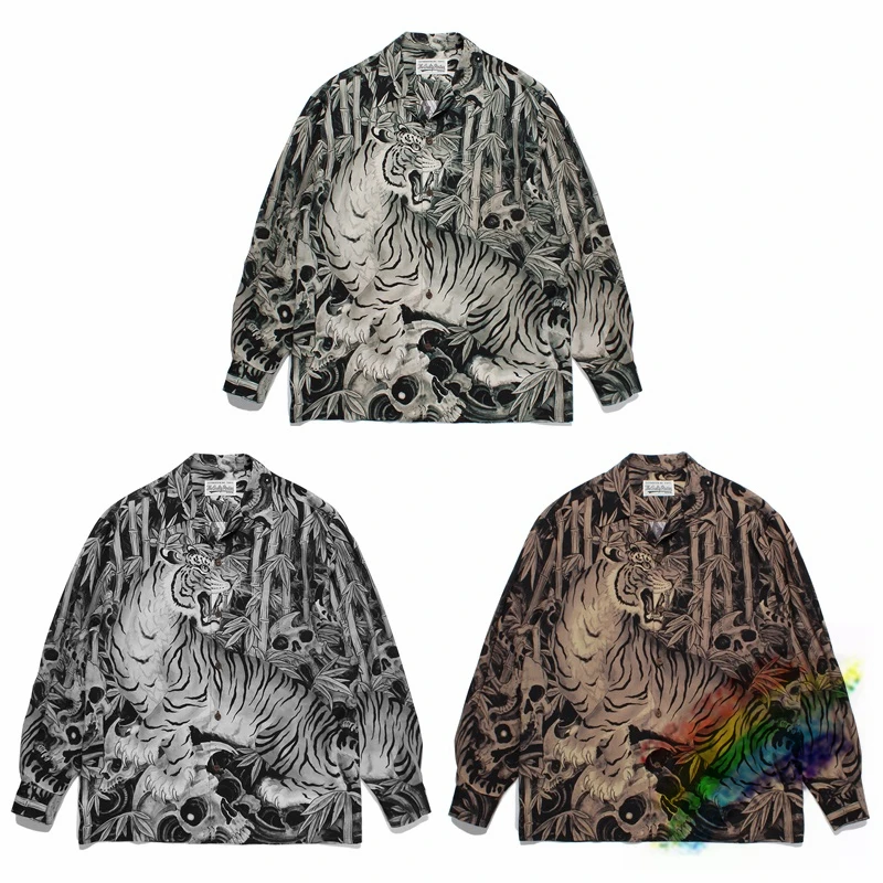 

WACKO MARIA 23FW Tiger Shirt Men Women Top Quality Long Sleeve Hawaiian Shirts