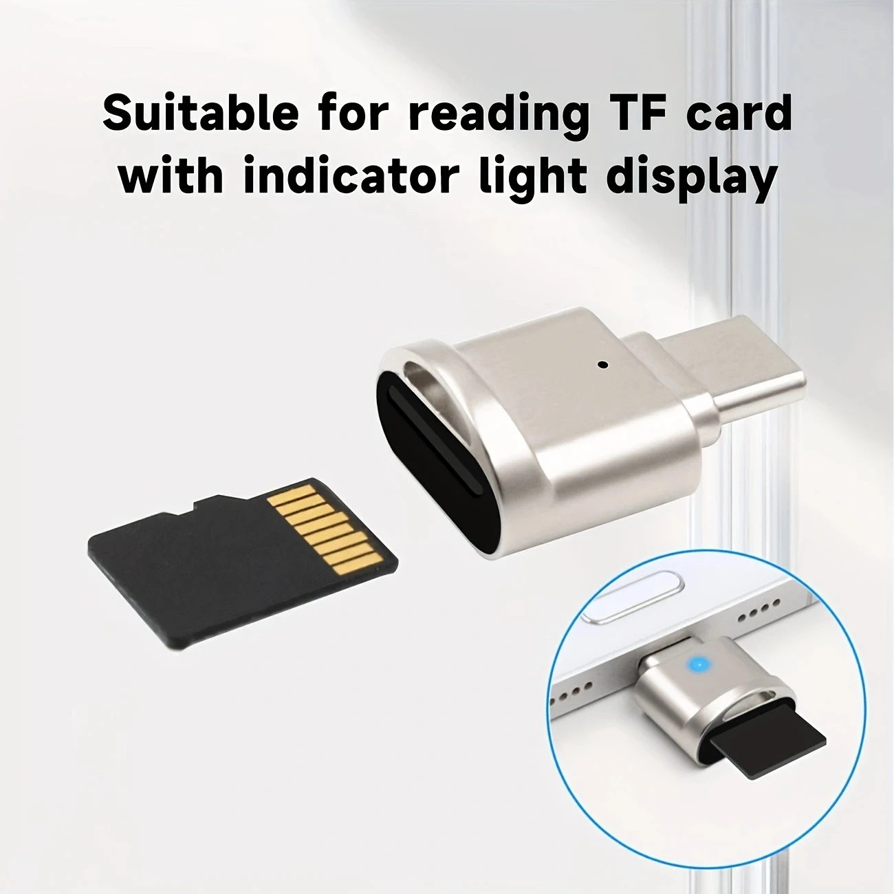 USB C TF Card Reader, USB C to USB A, Portable OTG Card Adapter for 안드로이드 Phone, Camera, Laptop, Metal Type-C Card R