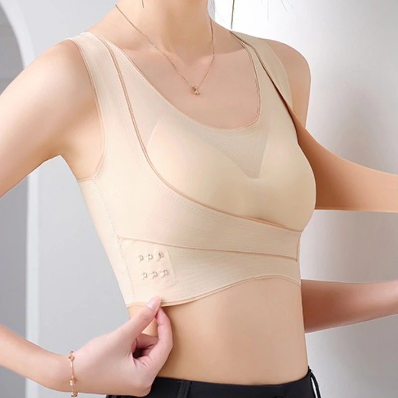 Women's Cross-Button Sports Bra Vest