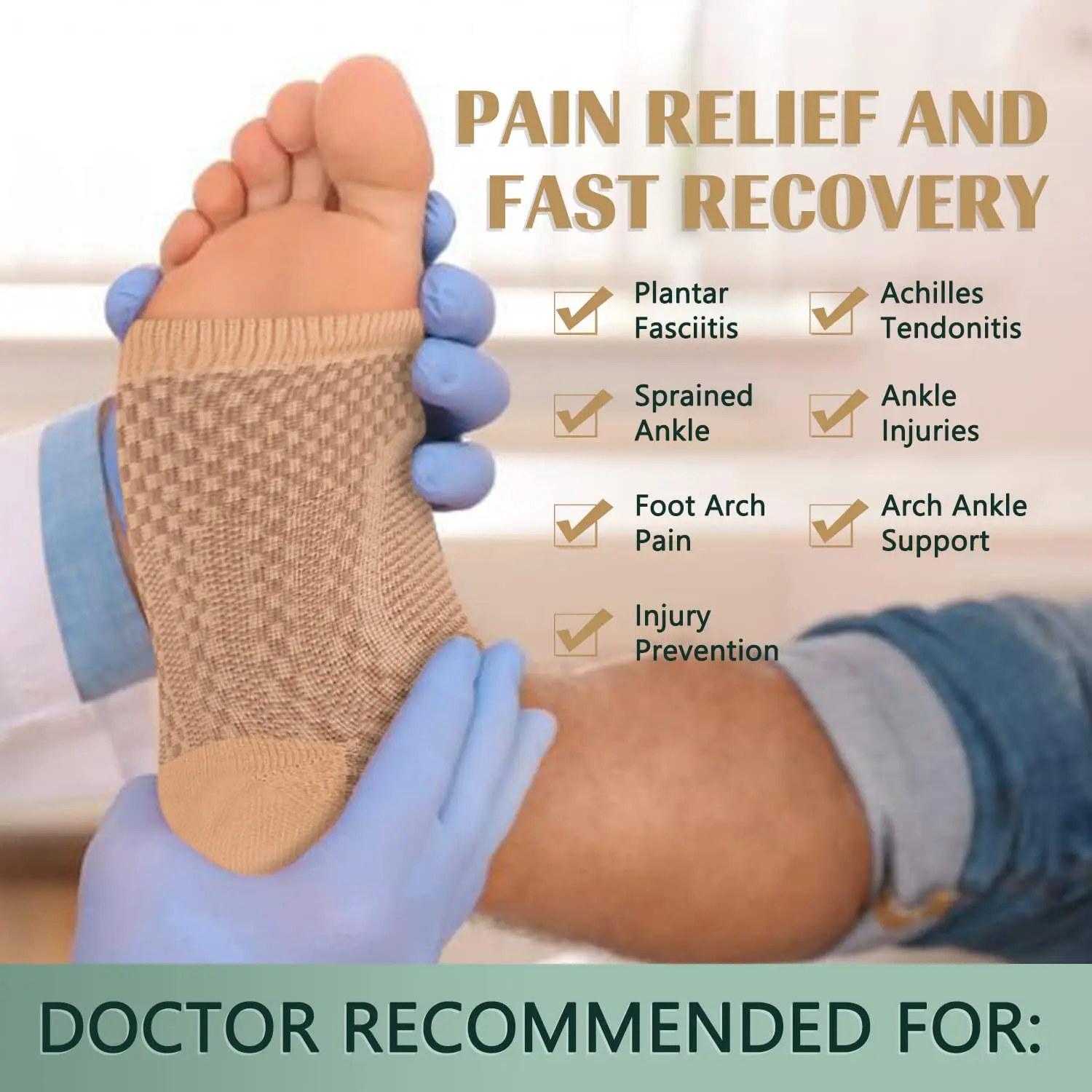 1Pair Ankle Brace Compression Sleeve Plantar Fasciitis Sock for Achilles Tendonitis,Joint Pain,Heel Spur Pain, Ankle Swelling