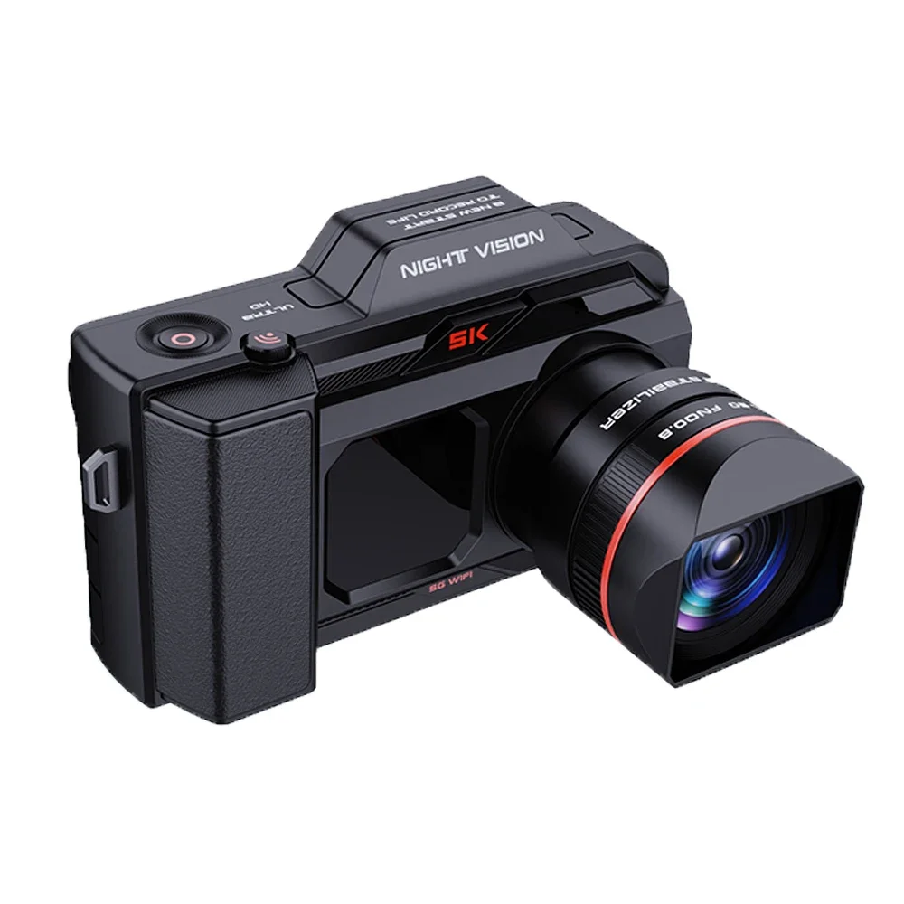 5K HD WIFI Digital Camera 500M Infrared Night Vision Monocular Telescopes 50X Zoom 52MP Full Color SLR Camcorder for Camping