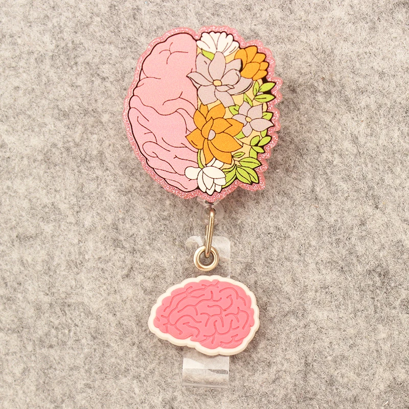 Flower Heart Lung Brain Style Medical Doctor Nurse Retractable Badge Reel Exhibition Enfermera Hospital Card Holder Accessories badge holder,retractable badge reel