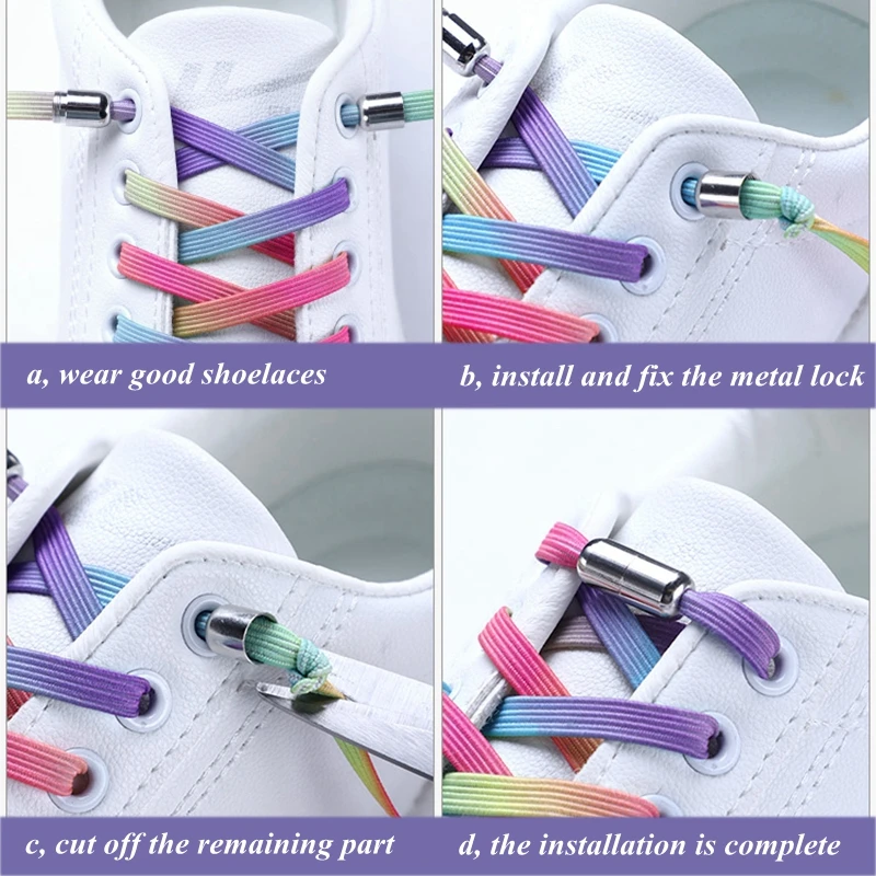 Vibrant No-Tie Elastic Shoelaces - Colorful Bands for Adults & Kids Sneakers