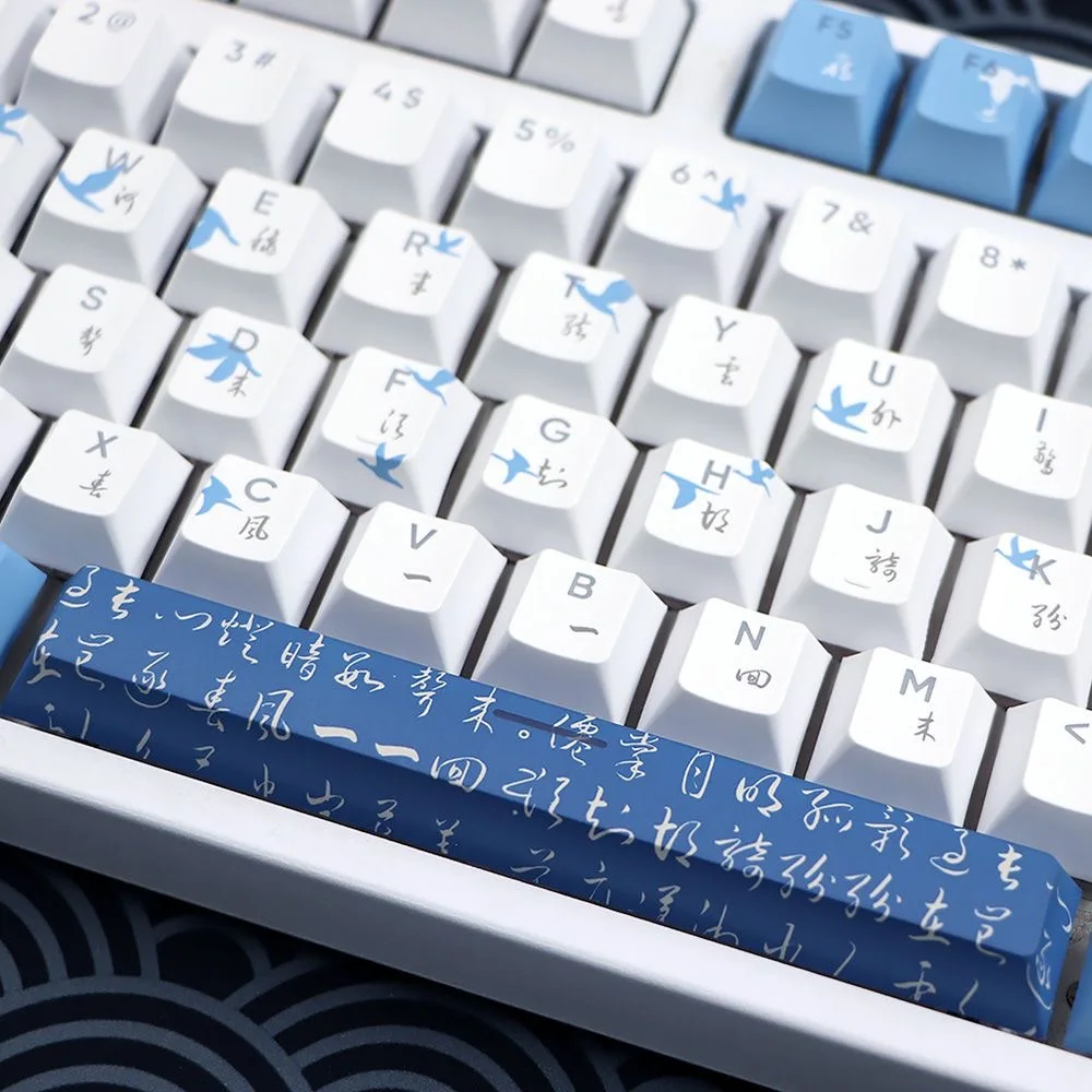 Flying Bird Tema Keycaps Grupo Chreey Translúcido Pbt 5-side Sublimação Dye Teclado Mecânico mx Switch 135 Conjunto Keys - Imagem 2
