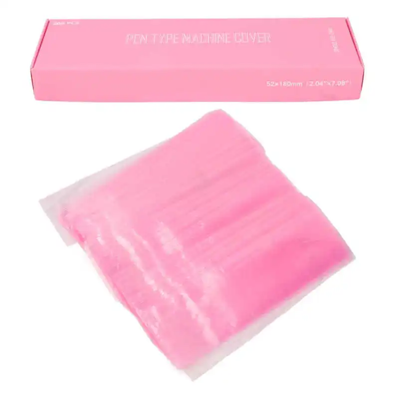 200pcs Tattoo Pen Covers Disposable Pink Protection Tattoo Machine Sleeves Bags Pen Type Covers Accessories 10sets wear protection bag bottom studs rivets diy leather buttons screw for bags hardware belt accessories for bag feet screw