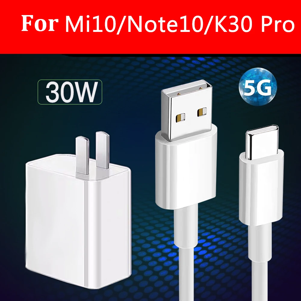 usb c 30w Xiaomi Mi Note 10 Redmi K30 Pro Fast Charger Turbo Charge 30W EU/US Adapter Quick Charge Usb C Cable For Mi 10 10T 9T Pro F2 Pro 65 watt car charger