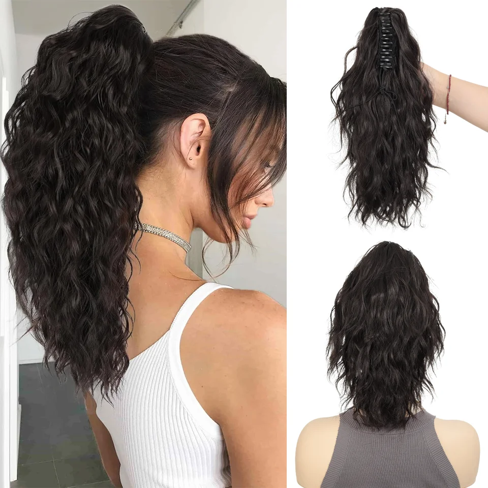 LUPU 35,6 cm langer, synthetischer, lockiger Clip-in-Pferdeschwanz, modisch, für den täglichen Gebrauch, hitzebeständig, elegant, für Halloween, Feiertage – Detail 6