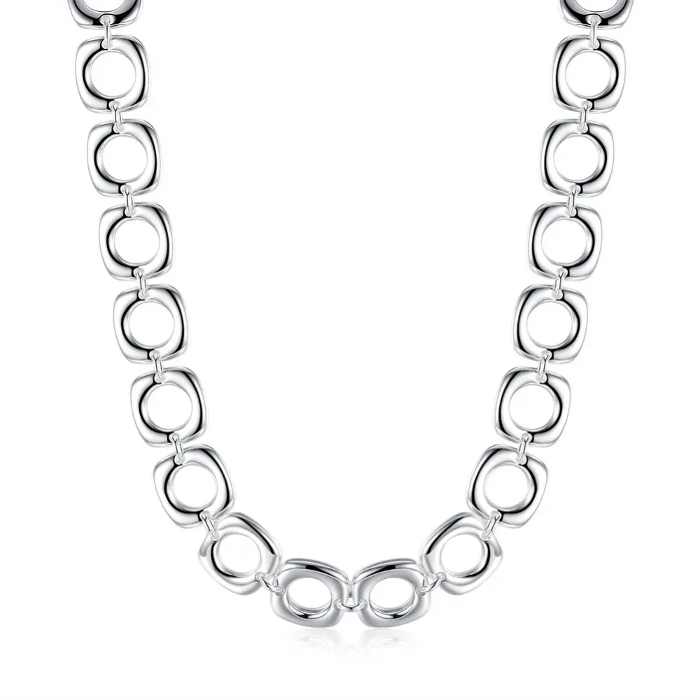 

TN249 Best Quality 925 Sterling Silver square unisex design necklace for Wedding Jewelry