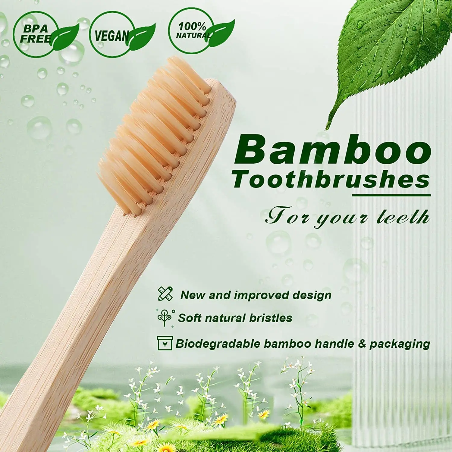 Eco-Friendly Bamboo Toothbrush Pack - Soft Bristle, Vegan, Organic & Sustainable