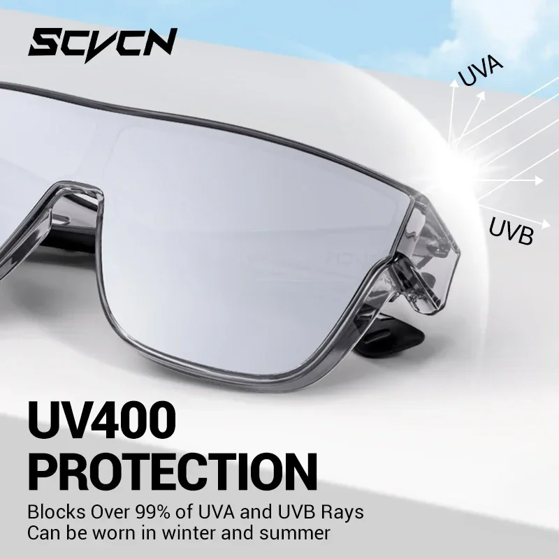 Scvcn New Cycling Glasses Photochromic Insert Windproof Goggles UV Sunglasses Fashion Men Women Fit Over Prescription Glasses