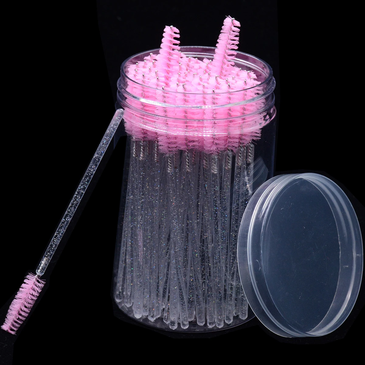 50-Pack Eyelash Extension and Mascara Brush Set with Storage Case - Wholesale Spoolies