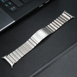 Luxury Titanium Strap with Curved End Bracelet for Men - Quick Fit Loop Band (Silver)
