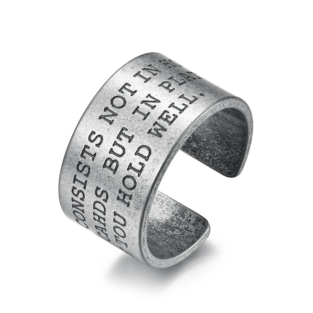 Punk Retro Titanium Steel The Holy Bible Round Finger Rings For Men Jewelry Drop Shipping Taglia 7-12