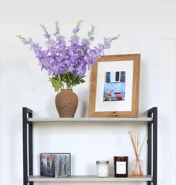 6 Fiori Finti Delphinium In Seta Rosa - Altezza 85cm, Per Vasi Altri, Decorazione Casa E Matrimoni - Foto 4