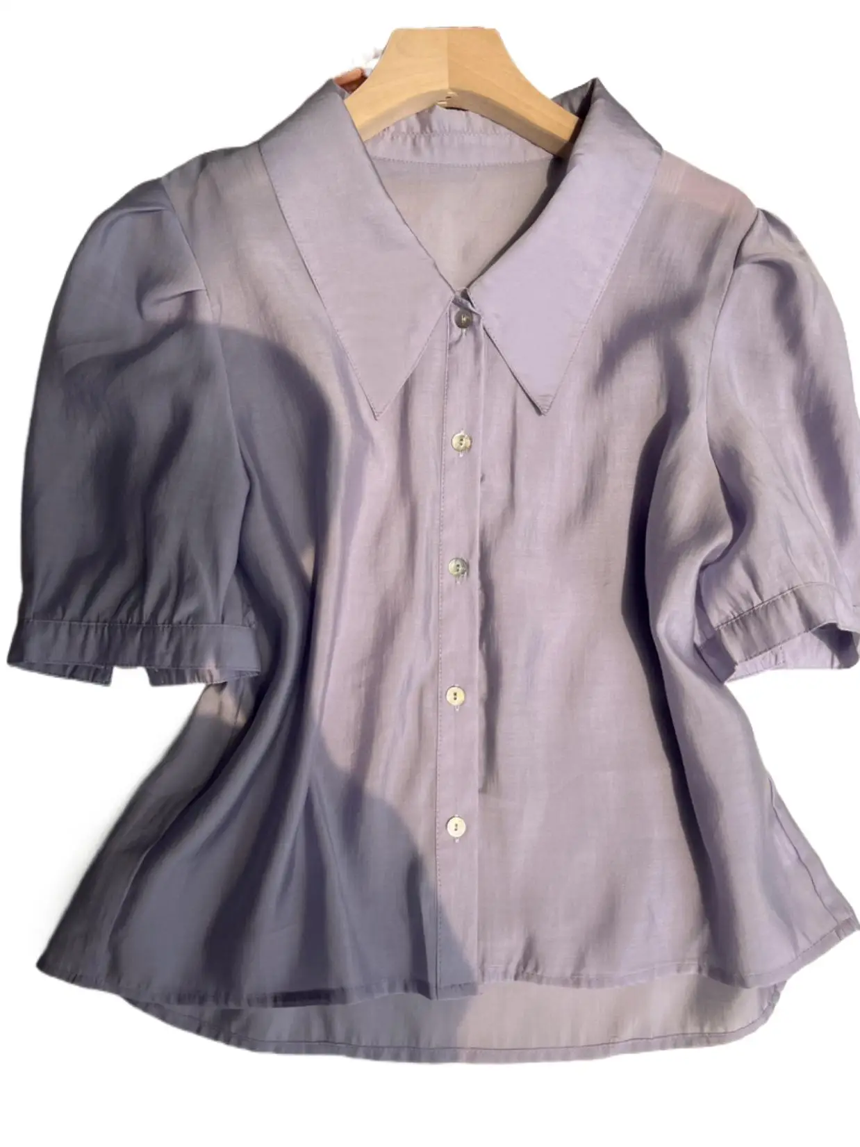 

Элегантная шикарная рубашка принцессы, винтажные топы, летние модные милые белые рубашки из искусственного шелка с рукавами-фонариками и отложным воротником