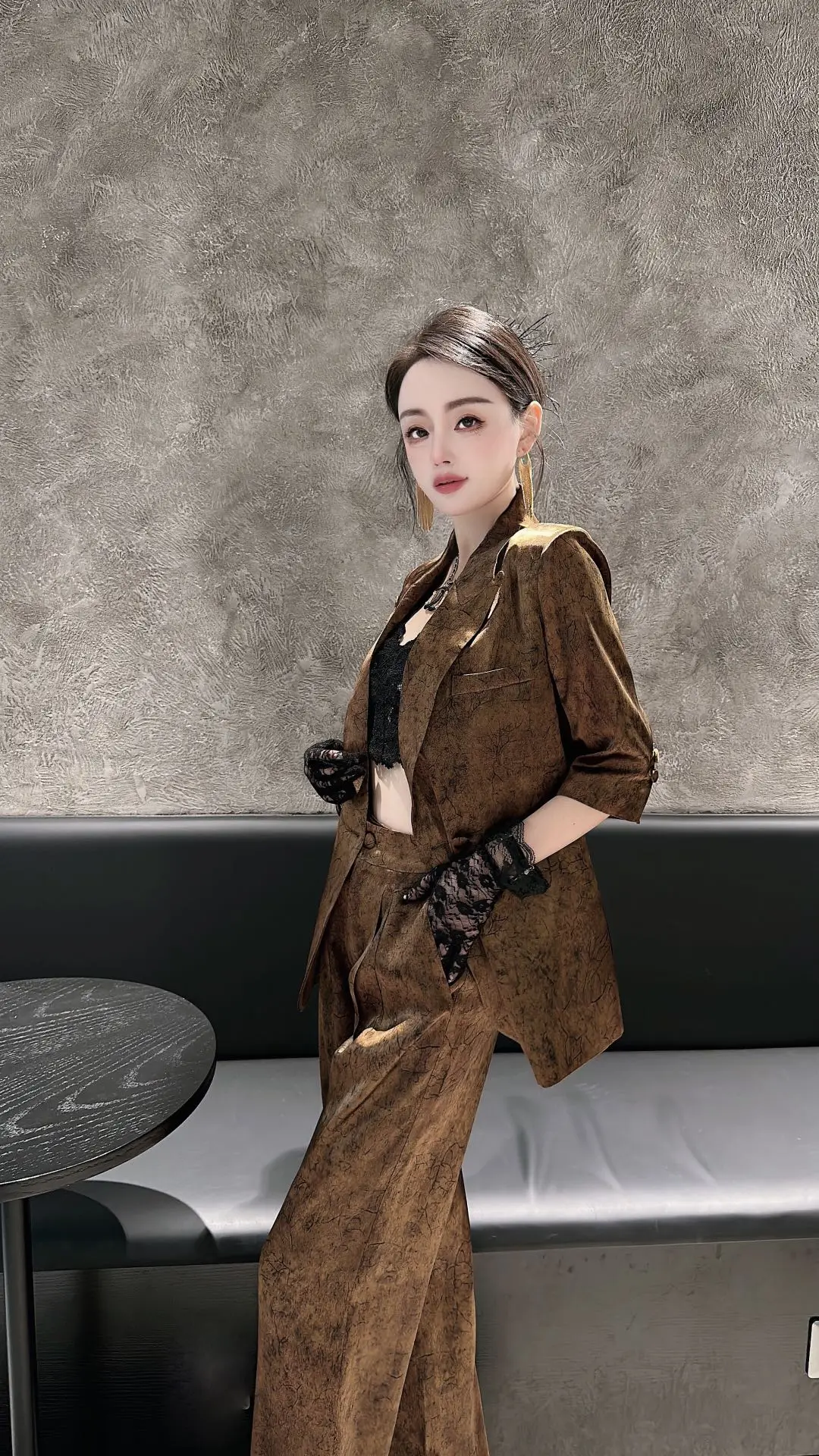 

2023 Spring/Summer Fashion New Women's Clothing Printed Acetic Acid Suit 0822