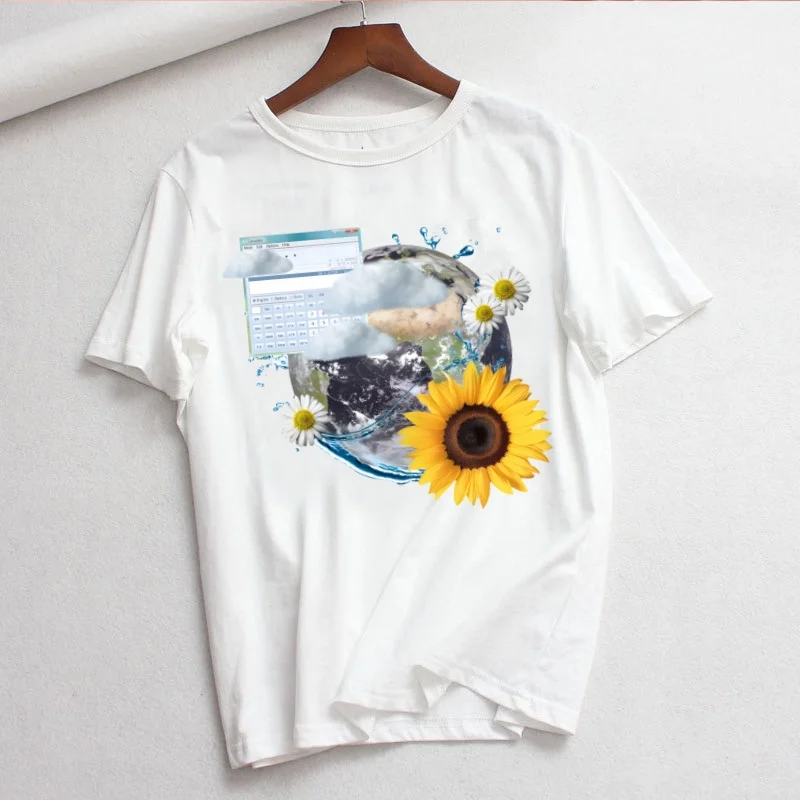 Frutiger Aero Sommer Mode Shirt Grafik T Shirt Frauen Tops Basis Oansatz T-shirts Lustige Mädchen T-shirt – Detail 8
