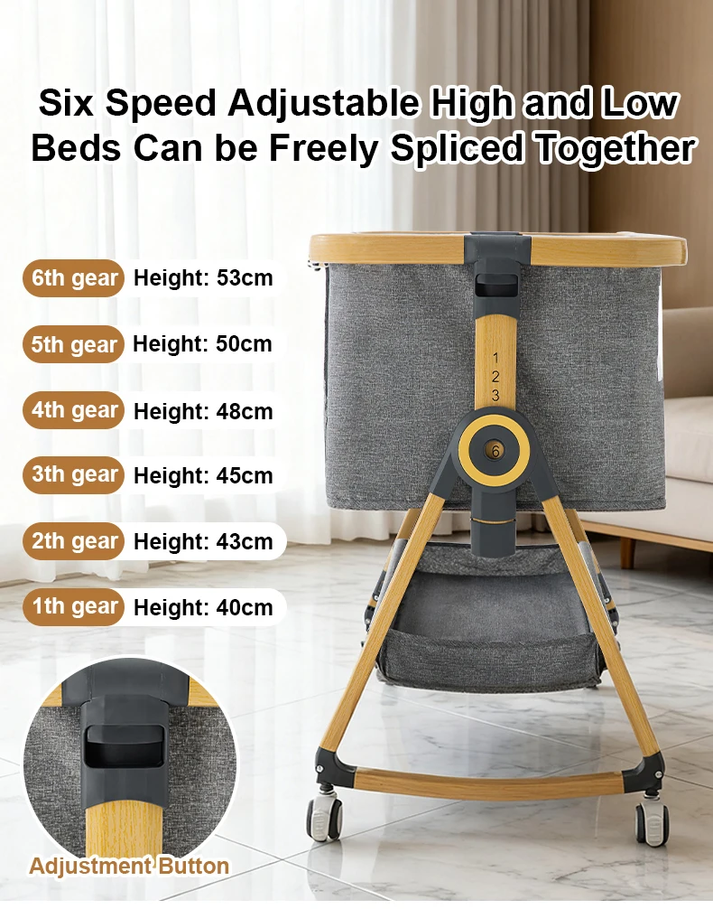 Baby Crib 3 in 1 Baby bed Portable Foldable Adjustable Height Rotatable Wheels Shaker Bassinet With Mosquito Net for Newborn S0c6fa71483ce437a958e5a7ba3c1add82