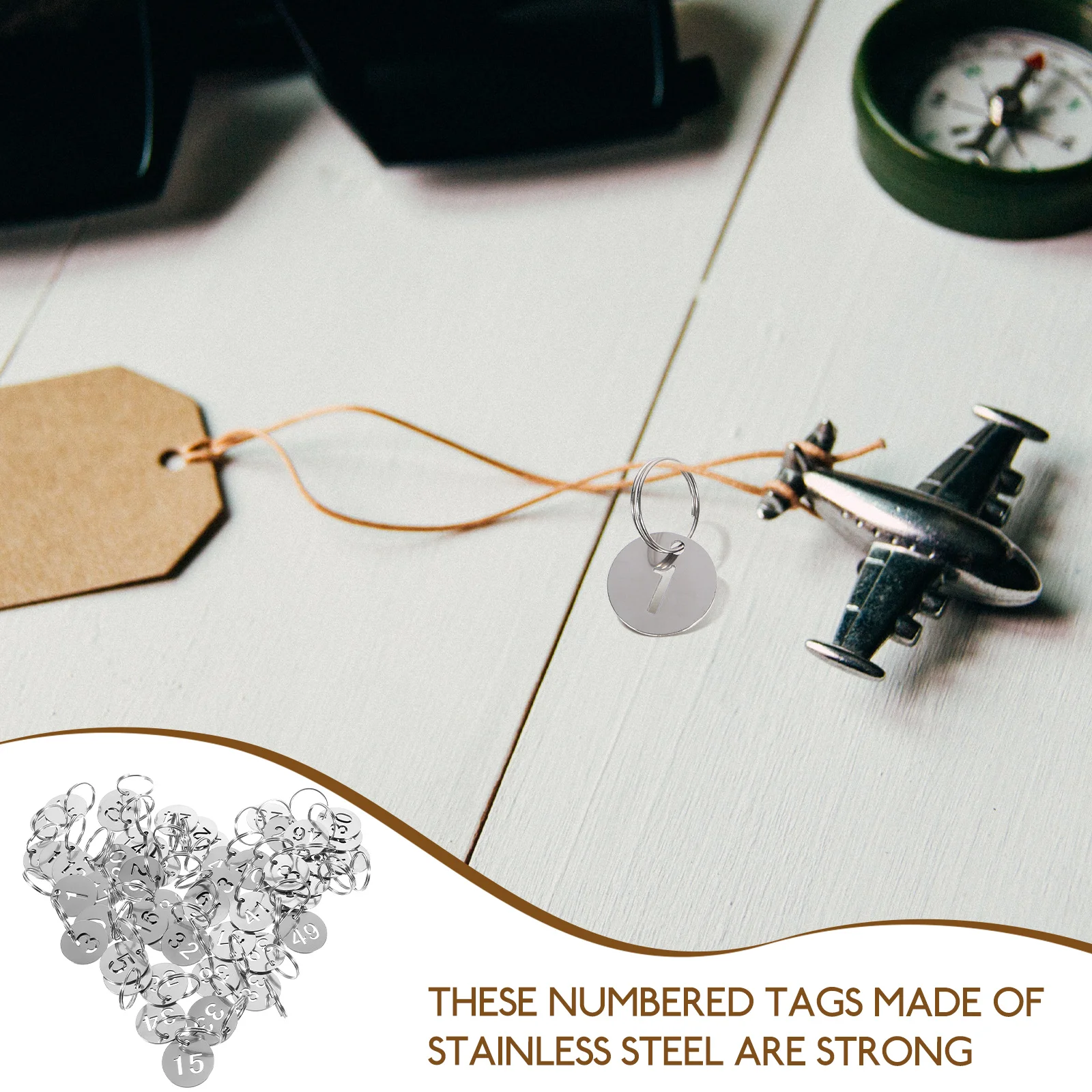 50pcs Numbered 1-50 Tags Key Labels Tags Key Classification Small Metal for Kindergarten key labels