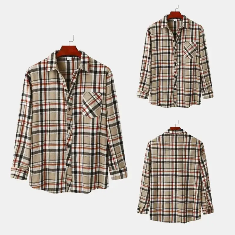 

2023 Spring and Autumn New Men's Shirts Loose and Stylish Versatile Personalized Long Sleeve Polo Collar Print Shirt Men's Top