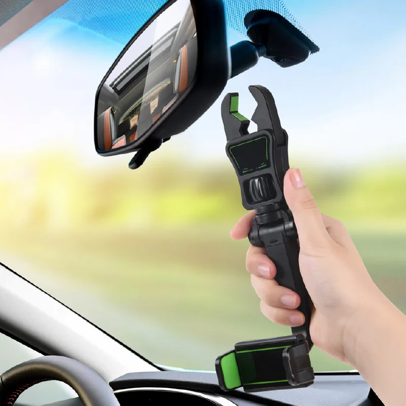 Multi-function Universal Car Mount Phone Clip Rear View Mirror