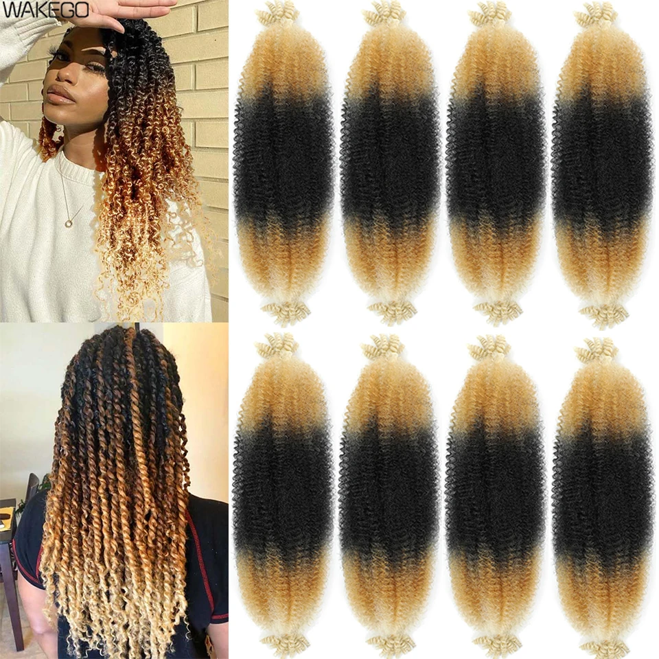 Marley Twist Braiding Hair Ginger Burgundy Ombre Brown Black Springy Afro Twist Hair PreFluffed Spring Twist Kinky Braiding Hair 5