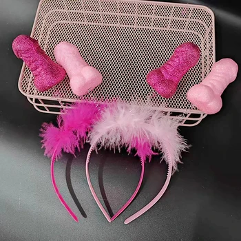 Fascia per addio al nubilato Fascia per capelli sexy con piume rosse e rosa Sposa per essere addio al nubilato Decorazione per foto di addio al nubilato felice