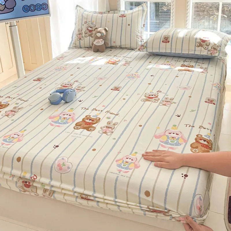 Pure cotton mattress single piece 100% cotton mattress protective cover non-slip and dust mattress protective cover cotton 3
