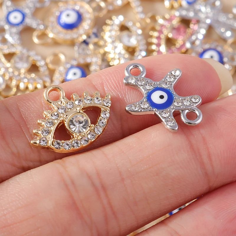 10 stücke Mischte Kristall Bösen blick Charme Türkischen Glück Blau Eye Charms Anhänger Anschlüsse für Armband Ohrringe Halskette DIY Schmuck – Detail 9