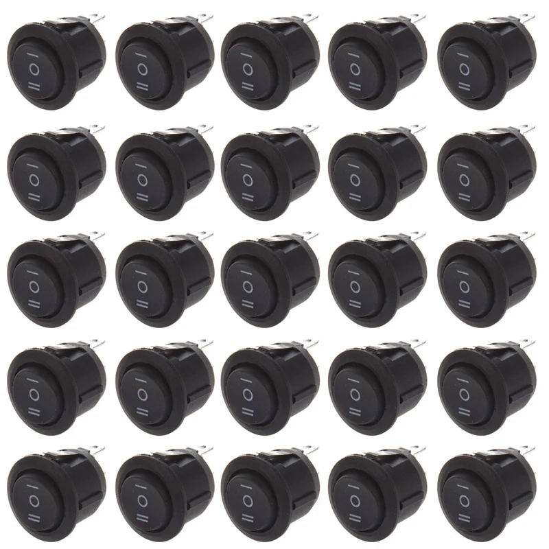 

200 Pcs X ON/OFF/ON 3 Position SPDT Round Boat Rocker Switch 6A/250V 10A/125V AC