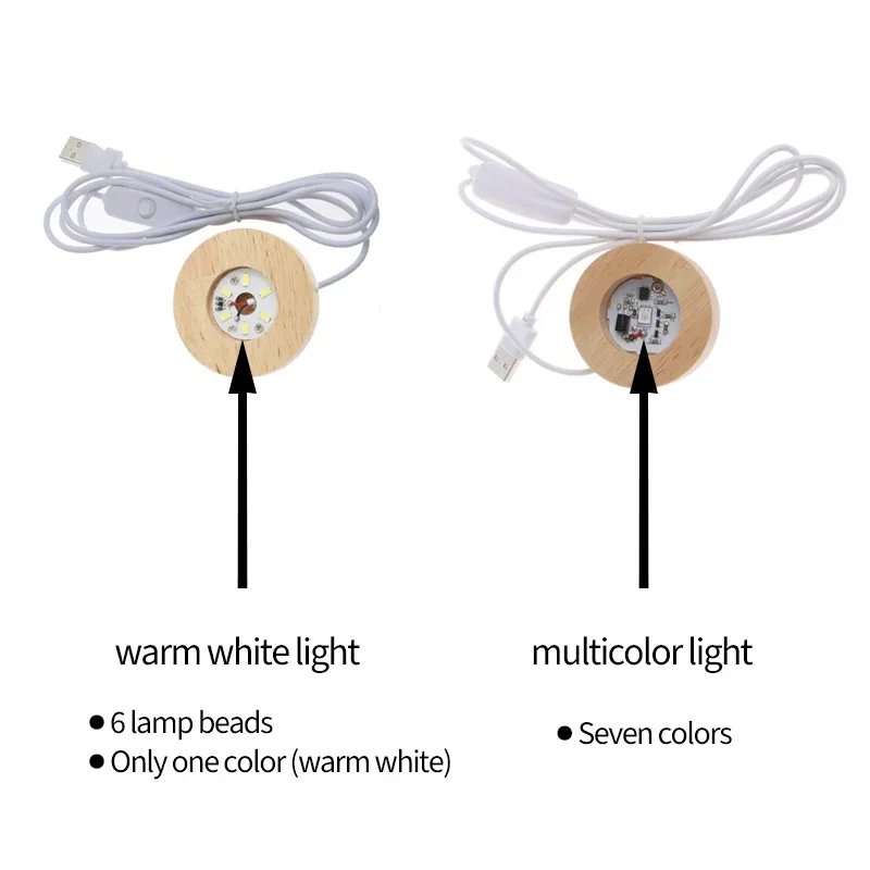 Wood Round LED Night Light Base Art Display Holder USB Lamp Holder for Crystals Glass Ball Resin Art Decoration 80mm led lights lamp holder lamp bulb holder lamp base led lamp base diy lighting accessories