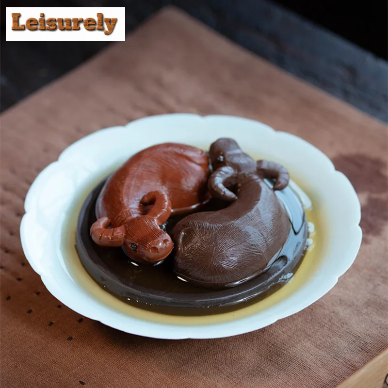 Cow Twists Qiankun Purple Sand Fortune Cow Tea Pet Creative Flowerpot Landscaping Tea Figurine Play Toys Tea Statue Ornaments