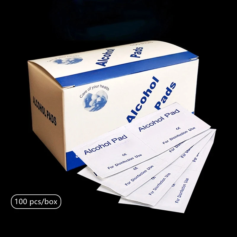 100 יחידות מגבות לחות חד פעמיות לניקוי כותנה, מגן עור לקעקועים, כלי מניקור לחיטוי ביתי וטיפוח חיצוני