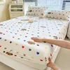 1pc White Bottom Heart Love Patterned Fitted Sheet,Matte Bedsheet, Bedroom Printed Bedspread, Bedding (Excluding Pillowcase) 1